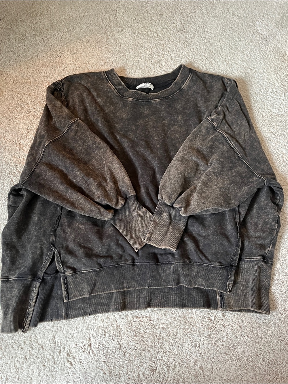 Zenana Outfitters Washed Charcoal Crewneck Sweatshirt